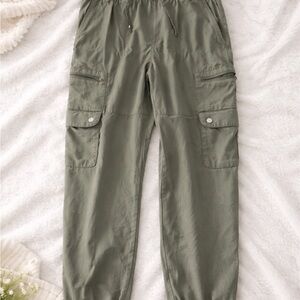 Olive Green Cargo Jogger Pants Medium Drawstring